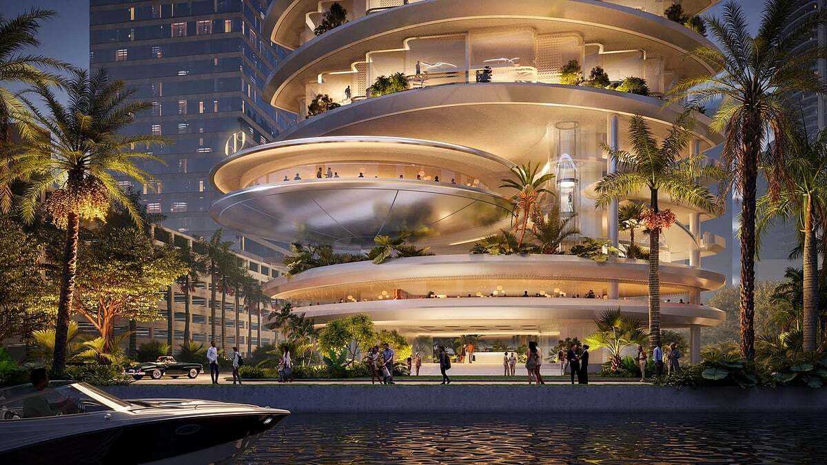 Nobu Restaurant at 619 Brickell with circular waterfront design on Biscayne Bay