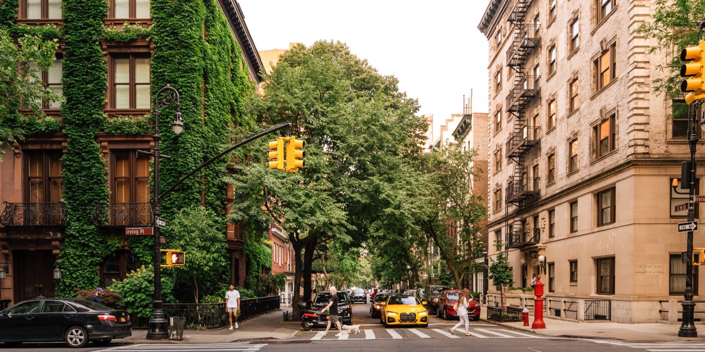 Irving Place and tree-lined Gramercy streets in Manhattan
