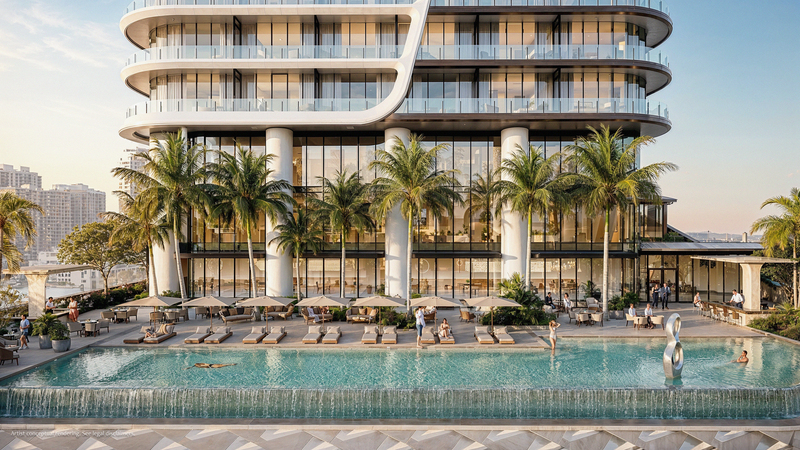 Piscina di resort di Anantara Residences Miami affacciata sullo skyline