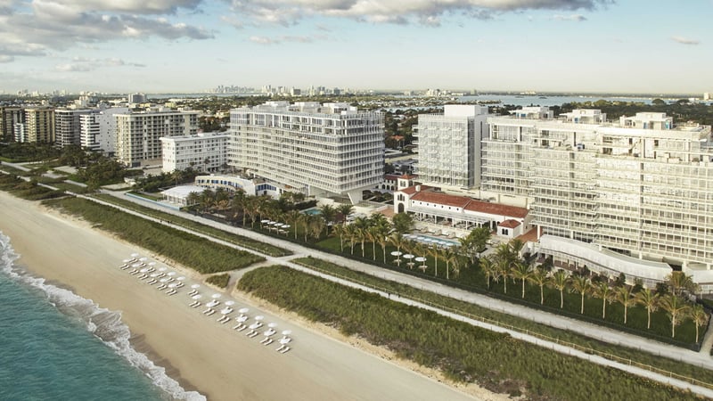 Aerial view of Surfside and Bal Harbour near Indian Creek