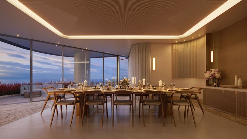 Molteni&C kitchen with Gaggenau appliances and natural stone countertops at Mandarin Oriental Residences Miami Brickell Key