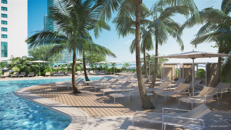 The Gale Miami rooftop pool deck, artist's rendering