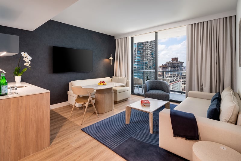 Furnished residence living area at The Gale Miami