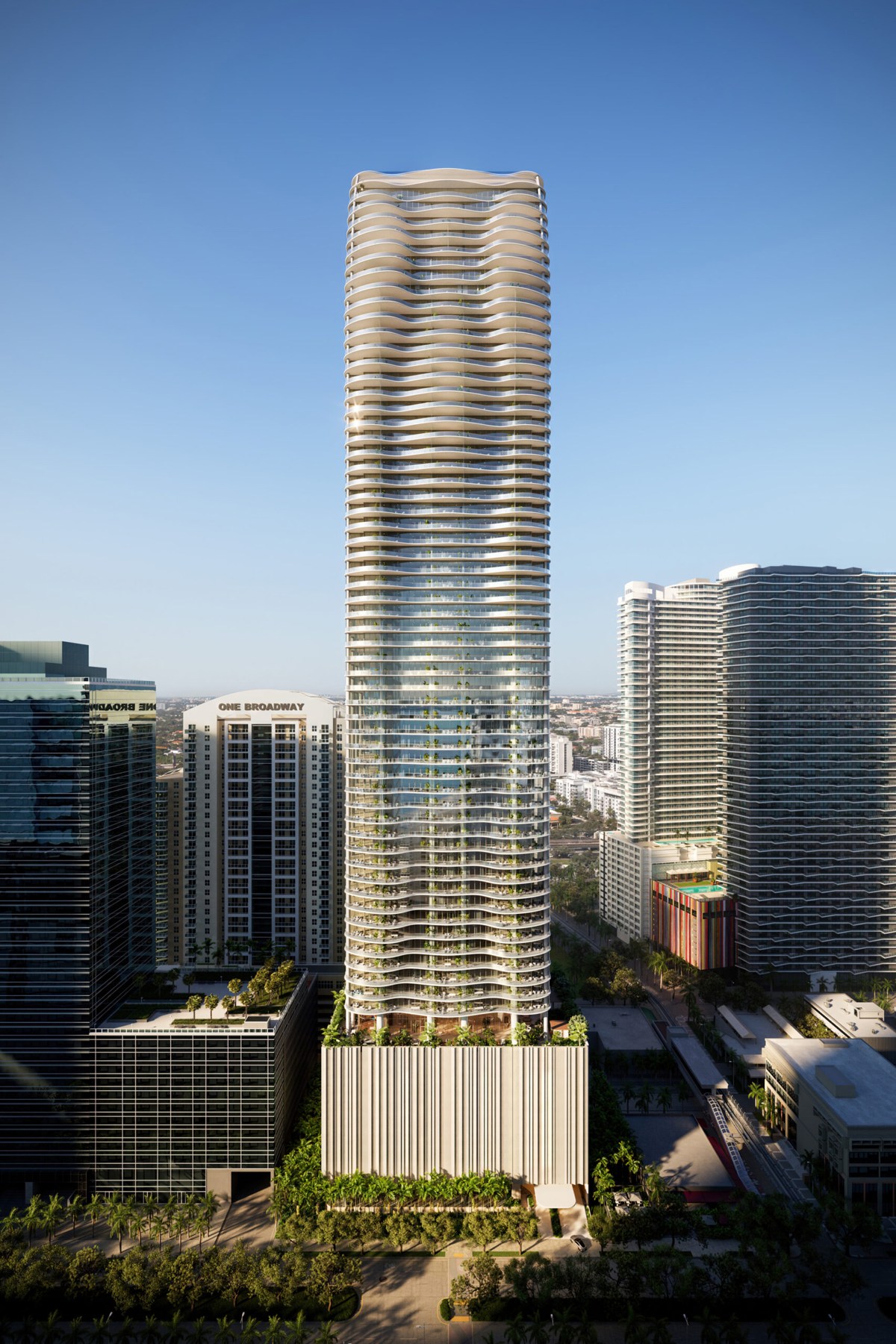 The Residences at 1428 Brickell exterior rendering in Brickell