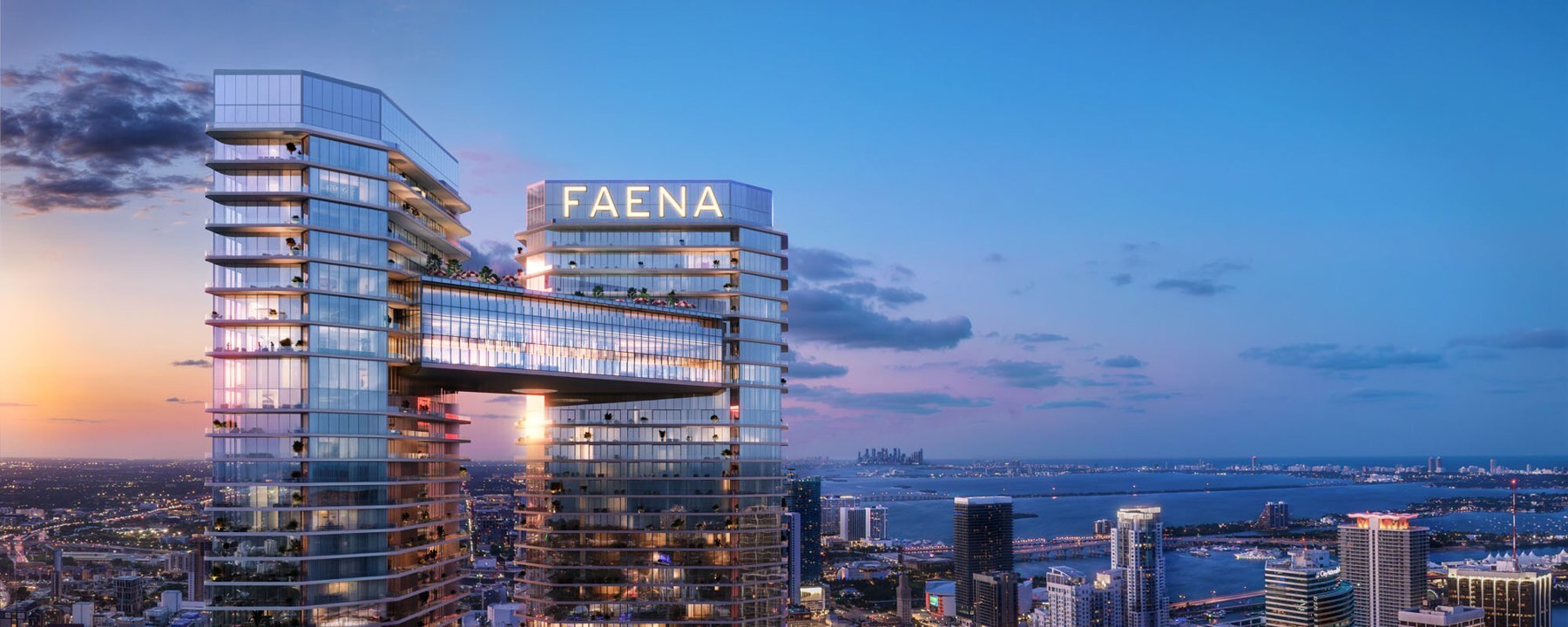 Faena Residences Miami exterior rendering in Miami River / Downtown