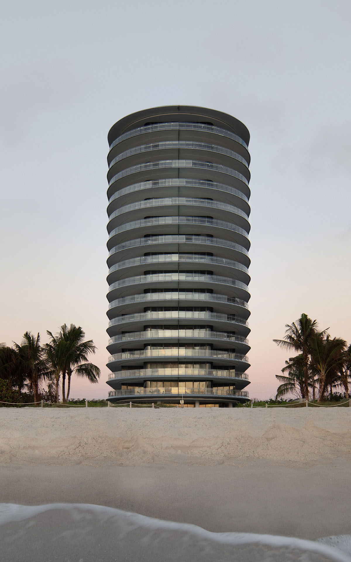Rounded oceanfront facade of Eighty Seven Park