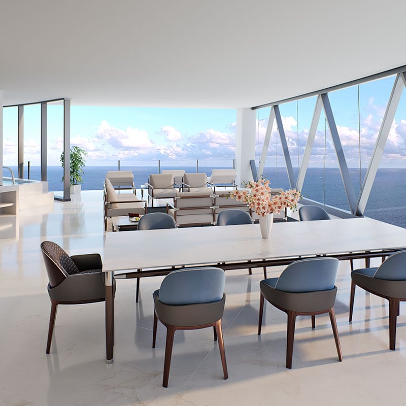 Bentley Residences Florida room with ocean views and seamless indoor-outdoor living
