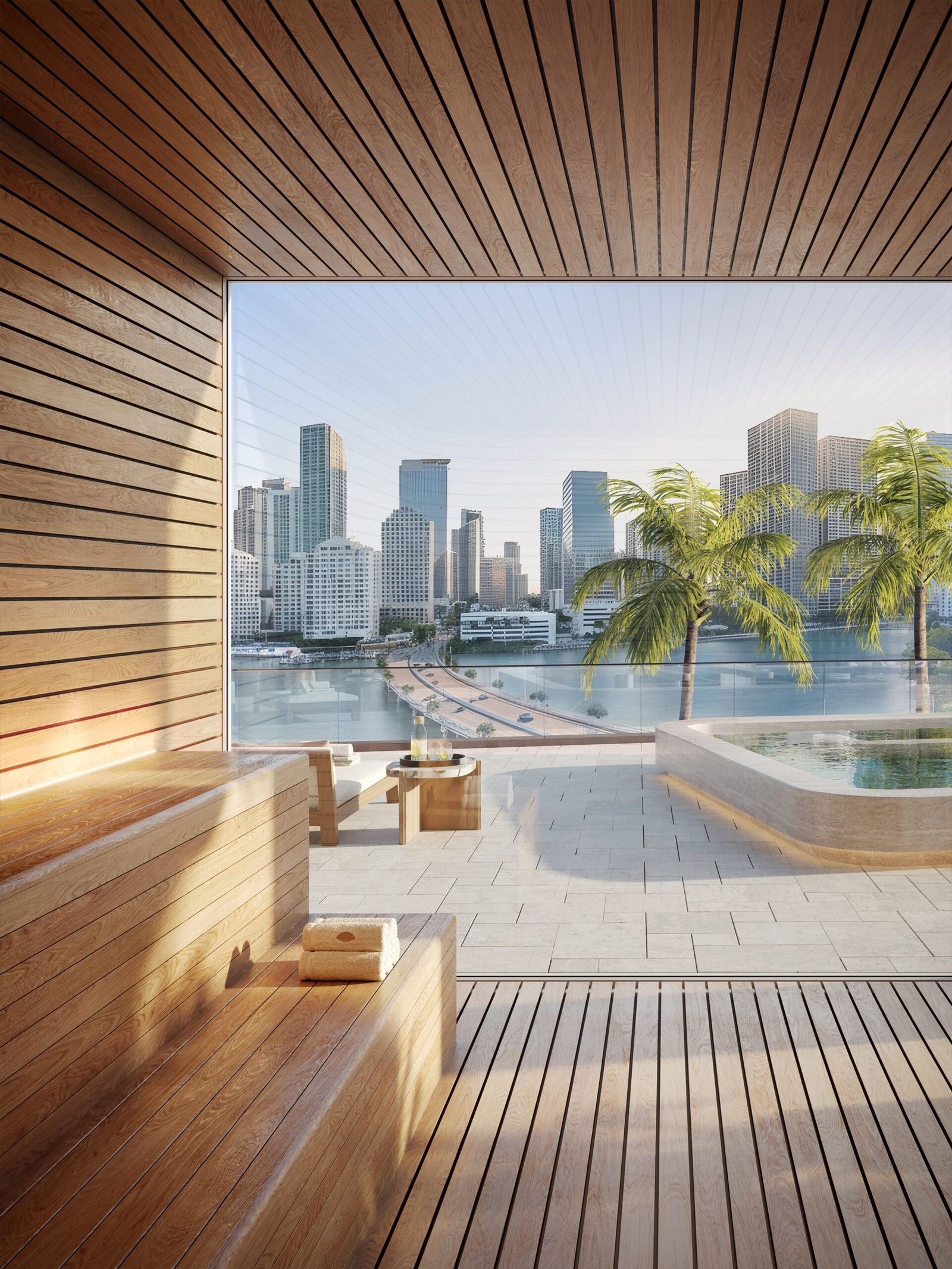 Primary bathroom with Dornbracht fixtures, Duravit smart toilet, and soaking tub at Mandarin Oriental Residences Miami