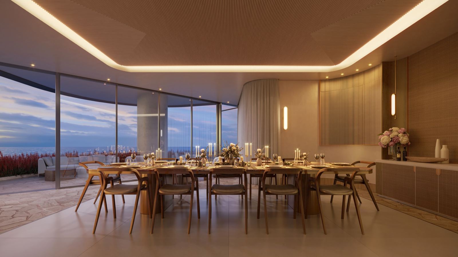 Molteni&C kitchen with Gaggenau appliances and natural stone countertops at Mandarin Oriental Residences Miami Brickell Key