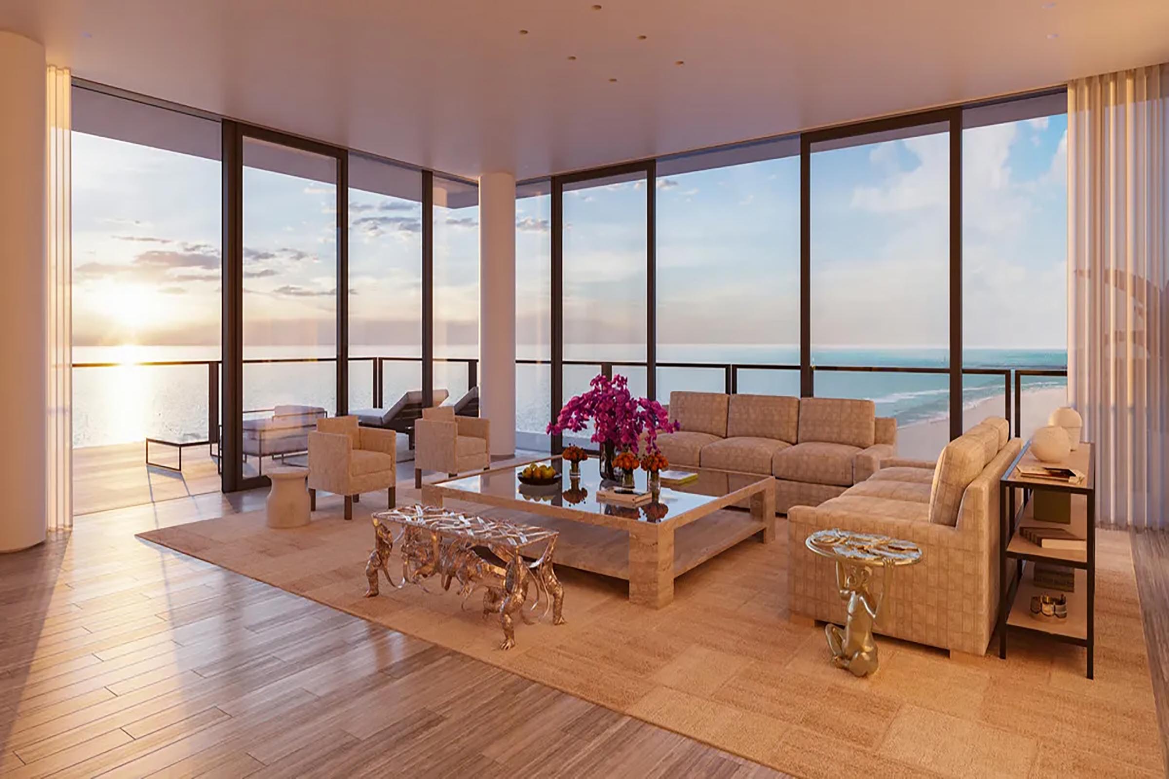 Rosewood residence living room with direct ocean views