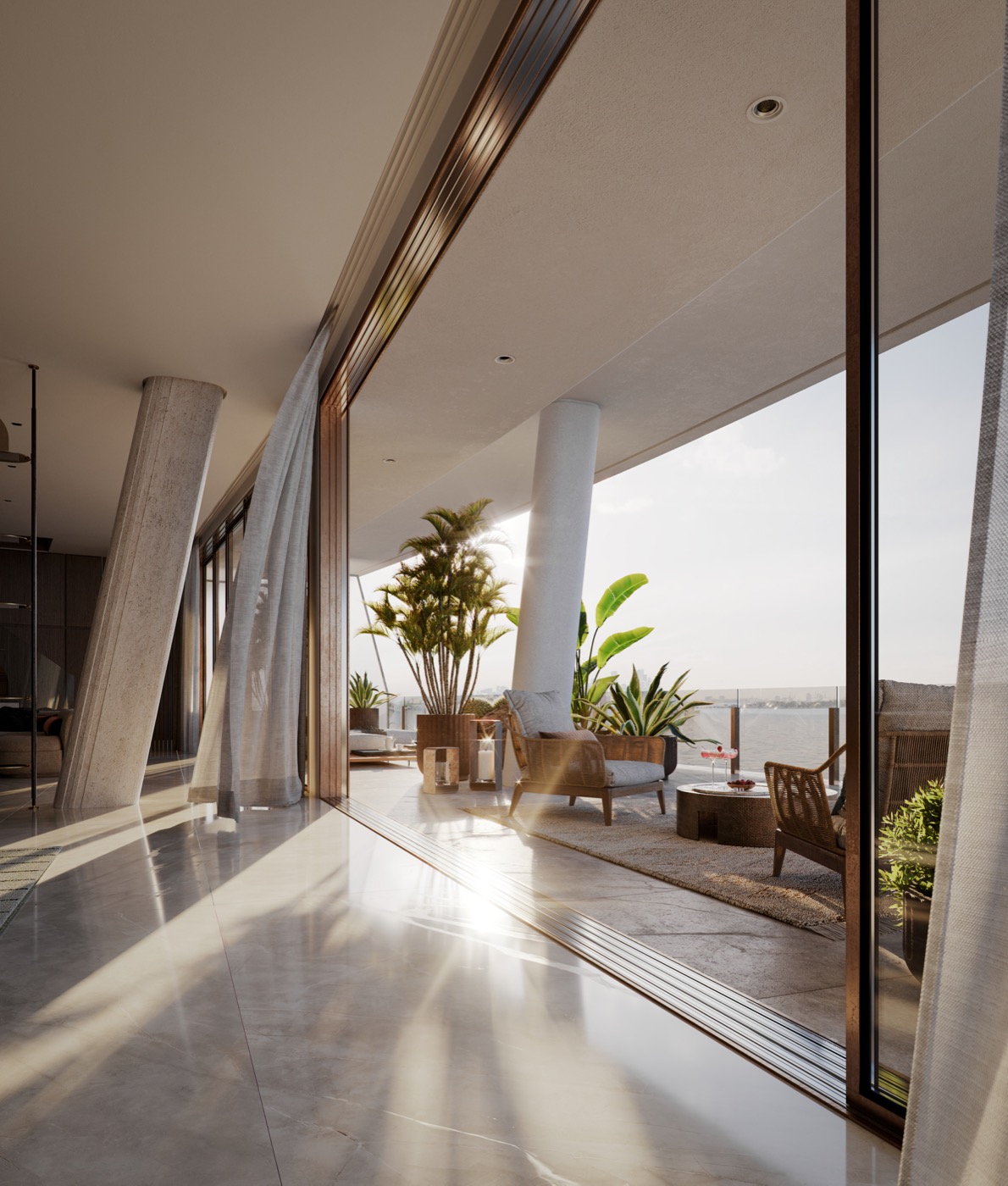 Vita at Grove Isle balcony with bay views