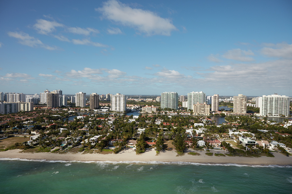 Aerial view of Golden Beach oceanfront estates